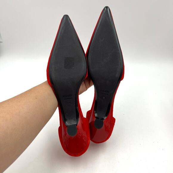 Khaite Seville Suede d’Orsay Heels Red Pointy Toe Kitten - Picture 10 of 14